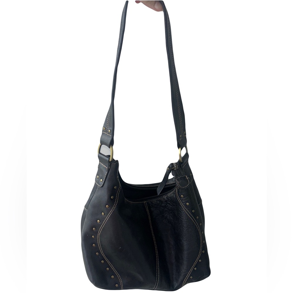 Stone Mountain Brown/Chocolate Leather Bag with stitch design Hobo Y2K Vintage